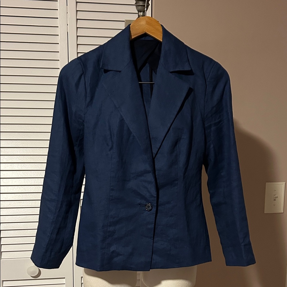 Revolve Grey / Ven Navy Blue Women's Blazer Linen size small